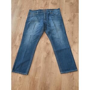 Wrangler Rock 47 Denim Mens 42x34 Slim Straight Western Style Jeans